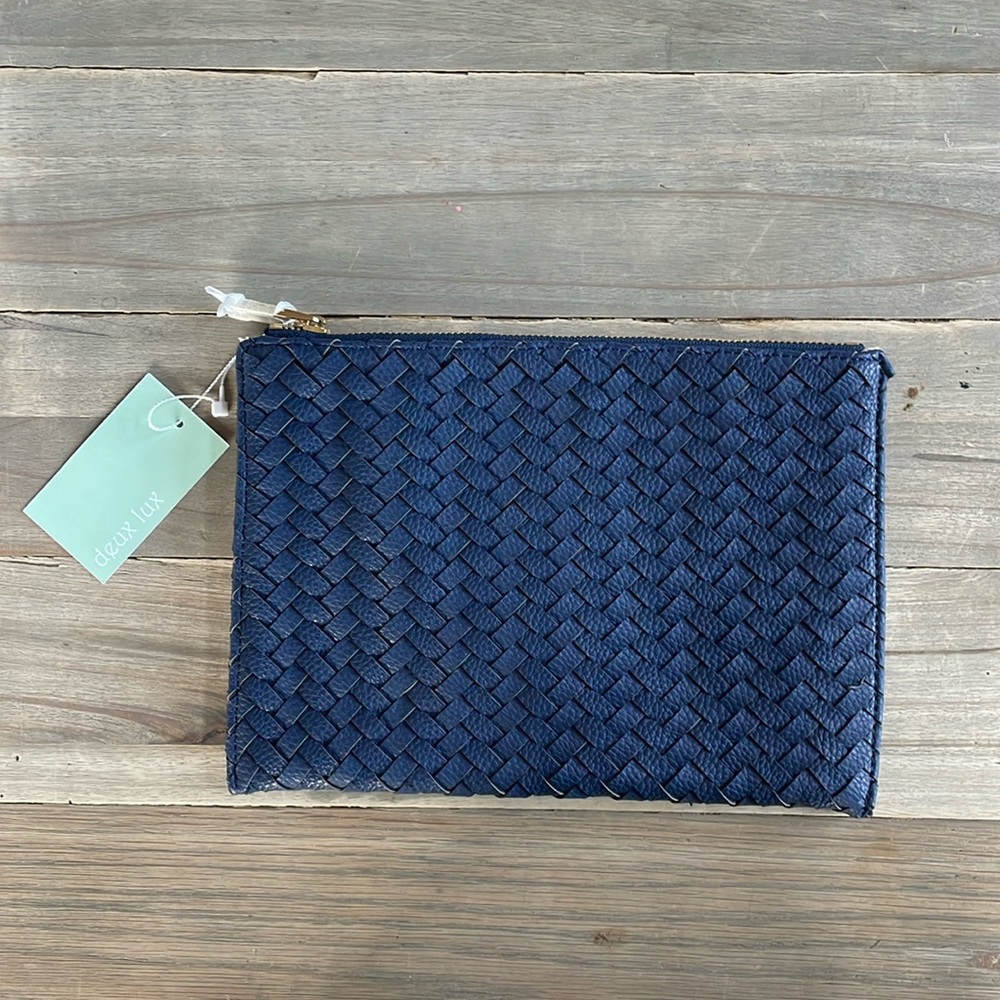 Deux Lux navy woven Sullivan pouch purse